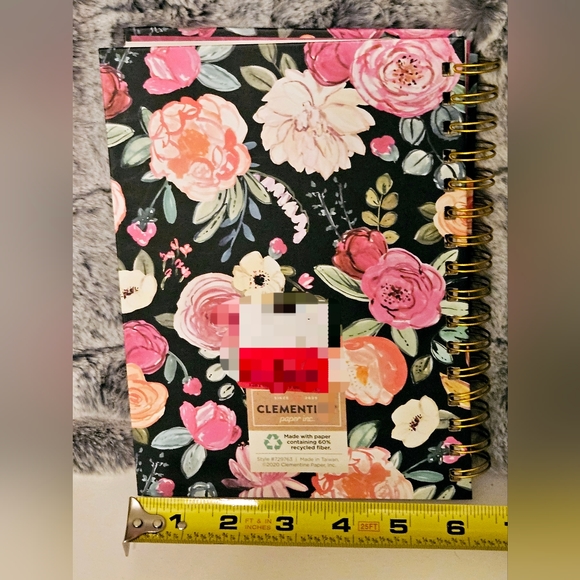 Black & Pink Floral Notebook with sticker sheet, by Clementine Paper Inc. - Picture 3 of 6